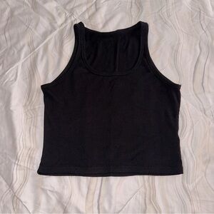 Black Fitted Sleeveless‎ Crop Tank Top
